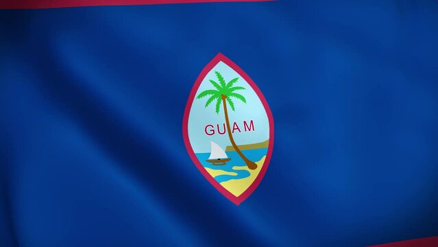 Guam flag is waving 3D animation. Guam flag waving in the wind. National flag of Guam. Flag seamless loop animation 4K
