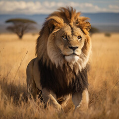 Obraz premium South African lion as the King of Savannah Ai generated