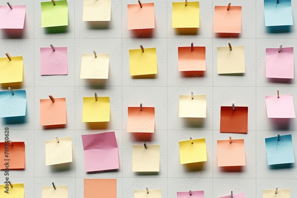 Poster A wall adorned with a variety of vibrant post-it notes, creating a visually engaging display.