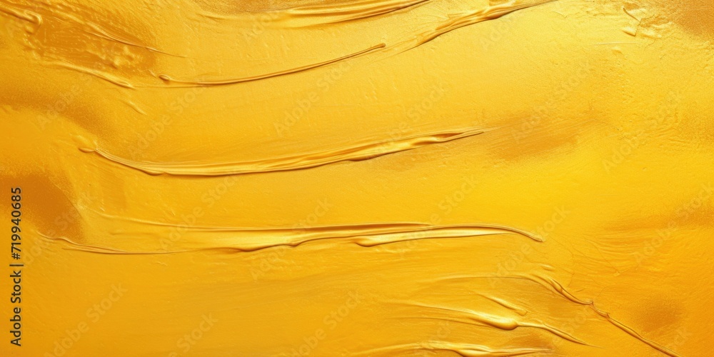 Poster A close up view of a painting of yellow paint. This image can be used for artistic projects or to depict creativity