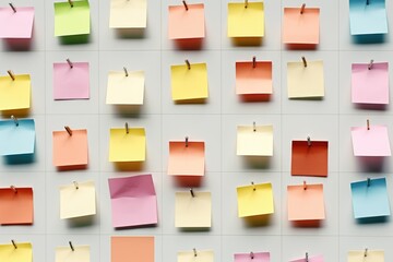 A wall adorned with a variety of vibrant post-it notes, creating a visually engaging display.