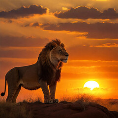 South African lion as the King of Savannah Ai generated - obrazy, fototapety, plakaty