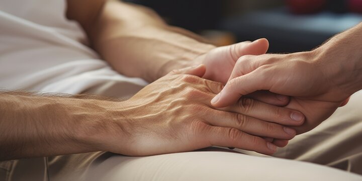Close-up shot of a person holding another person's hand. Can be used to depict love, support, friendship, or unity. Ideal for illustrating relationships and human connection