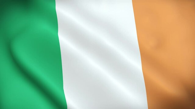 Ireland flag seamless waving animation. Sign of Irish seamless loop animation. Ireland flag 4K background. Best stock of flag nation wave. Flag Waving in the Wind Continuously. Add noise effect
