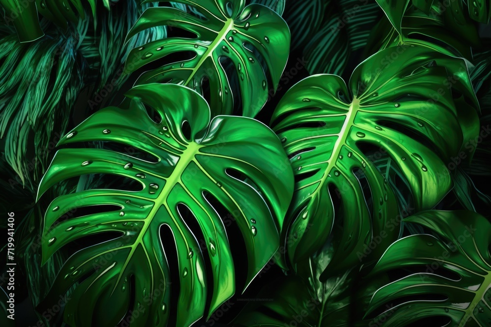 Poster a close-up view of a bunch of green leaves. this versatile image can be used for various purposes
