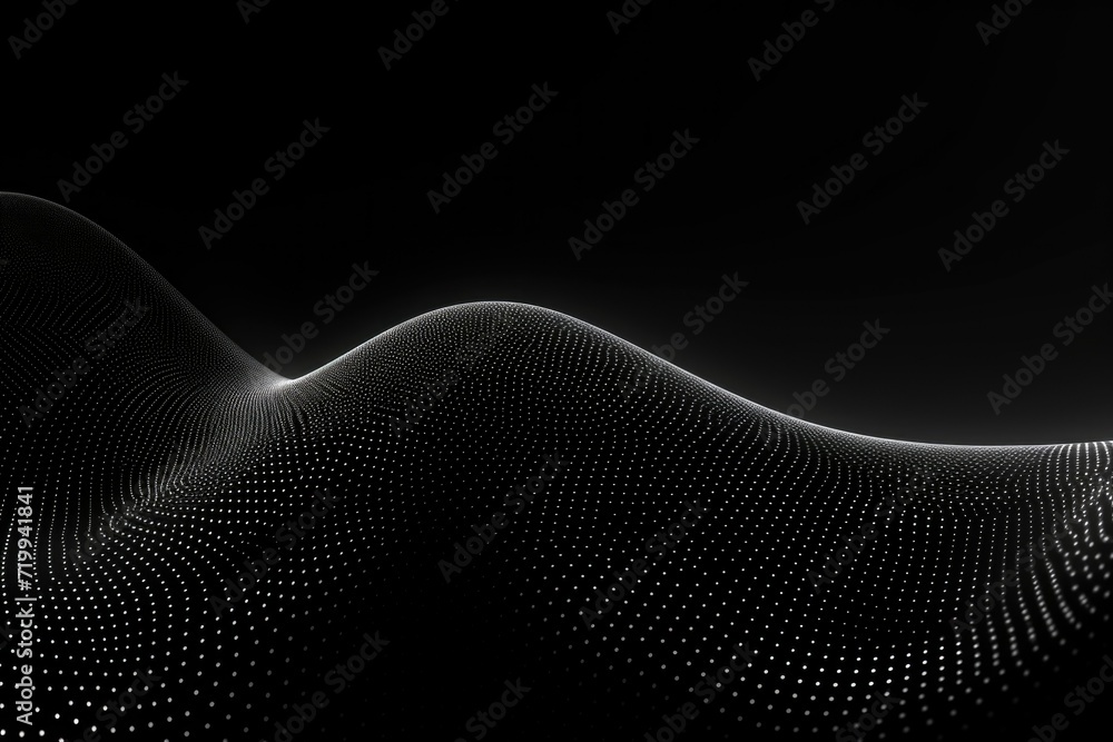 Poster A monochrome image capturing a wave of dots. Perfect for abstract designs or modern art projects