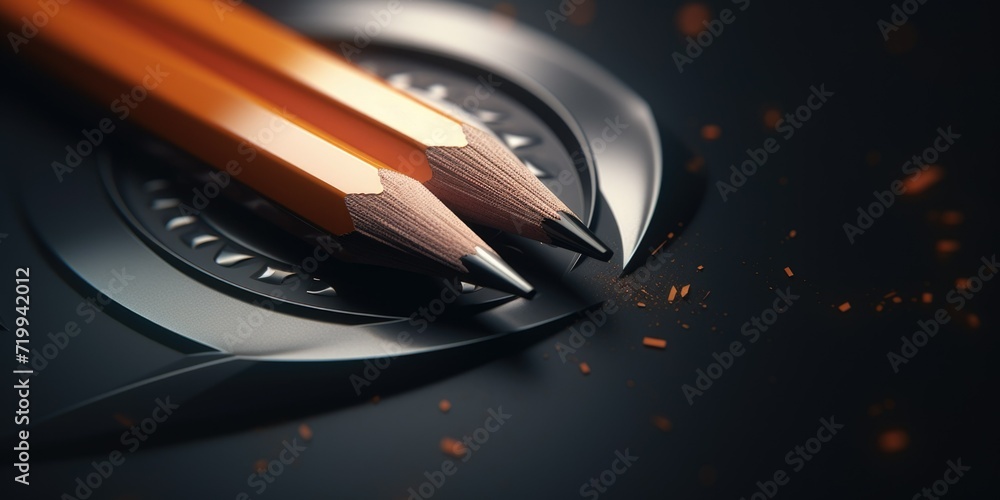 Poster pencils sitting on top of a clock. suitable for time management or creative concepts
