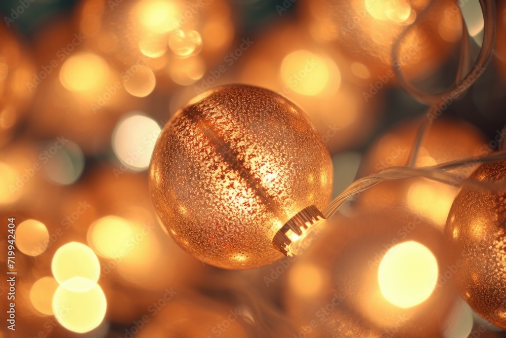 Aufkleber A detailed view of a string of lights. Can be used for festive decorations or creating a cozy atmosphere.