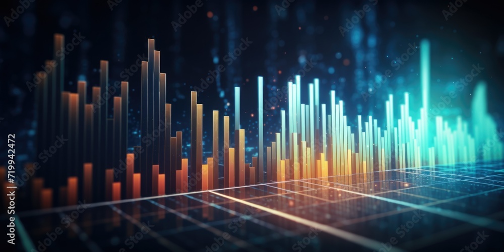Leinwandbilder A computer screen displaying a vibrant bar chart. Ideal for business presentations and data analysis