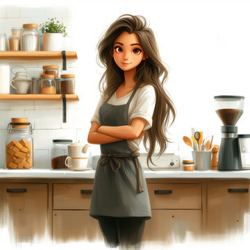 illustration of a female barista