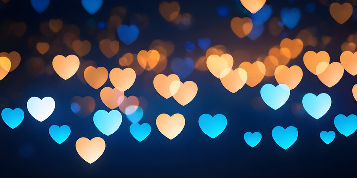 Radiant Love: Blue Glow Heart Shape Particle Abstract Bokeh Background - A Captivating Expression of Affection
