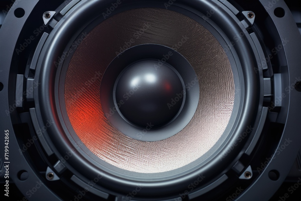 Leinwandbilder speaker with a red light, suitable for technology and audio-related projects