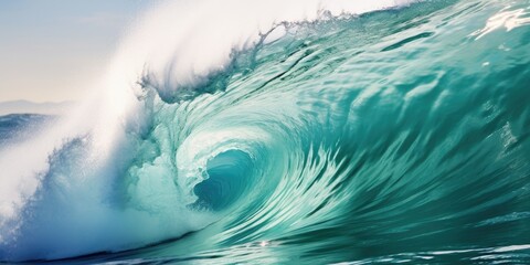 A powerful wave crashing in the vast ocean. Perfect for capturing the beauty and strength of nature.