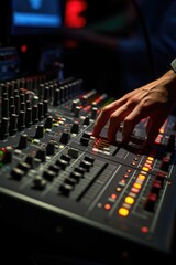 A close up shot of a person's hand on a mixer. Perfect for culinary and baking projects
