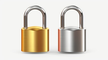 Two metal padlocks on a white background. Suitable for security, protection, or lock-related concepts