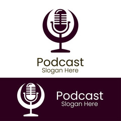 Podcast logo icon design vector template microphone symbols