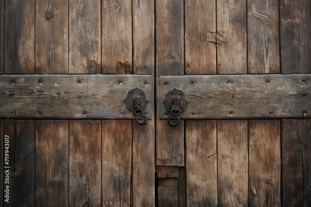 Poster a detailed view of a wooden door with a latch. ideal for home improvement projects or rustic-themed 