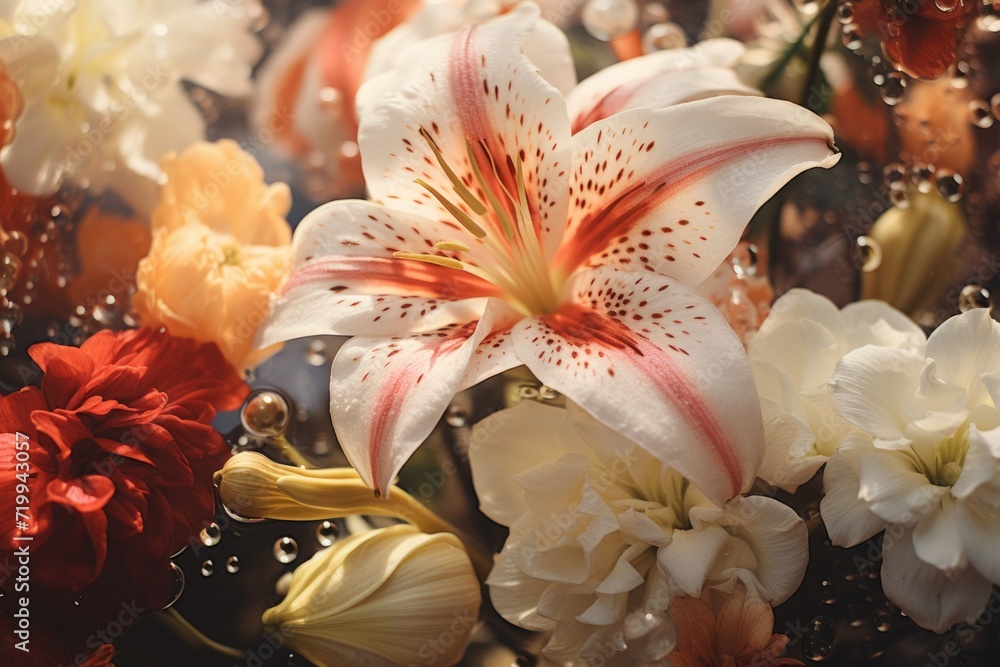 Poster A close up view of a bunch of flowers. Perfect for adding a touch of nature to your designs