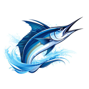 Marlin fish illustration isolated white background