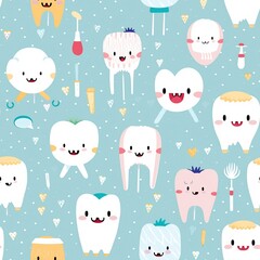Tooth Girl Digital Paper seamless pattern