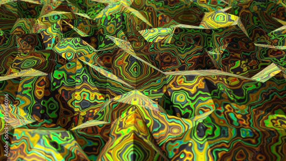 Aufkleber realistic dof camera abstract looping 3d animation of the moving polygonal surface with beautiful co