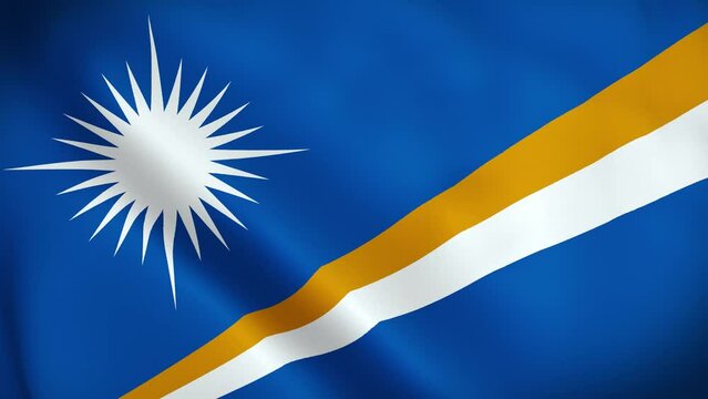 Marshall Islands Flag. Waving Fabric Satin Texture Flag of Marshall Islands 3D illustration. Real Texture Flag of the Republic of the Marshall Islands 4K Video