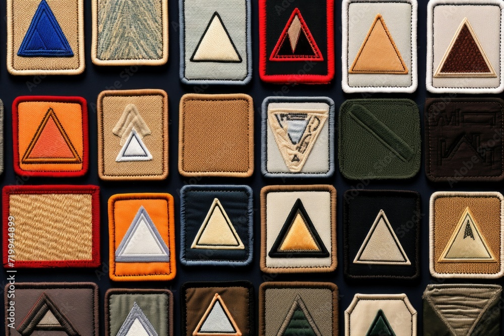 Poster A vibrant collection of patches in different shapes and colors. Suitable for design projects and crafts