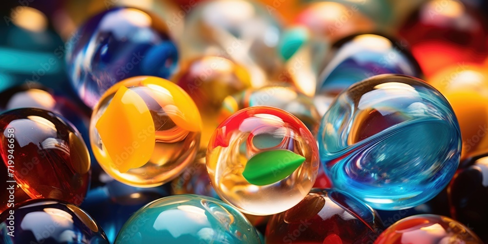 Poster Glass marbles arranged in a stack. Can be used for various design projects