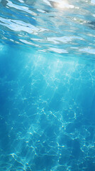 Obraz premium Underwater view of a swimming pool with ripples and blue water