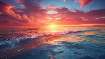 Beautiful seascape. Dramatic sunset over the sea.