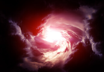 Blurred Whirlwind in the Red Clouds