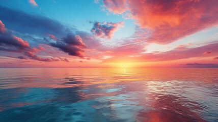 Beautiful seascape. Sunset over the sea. Nature composition. - obrazy, fototapety, plakaty