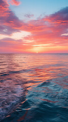 Beautiful pink sunset over the sea. Beautiful seascape. Nature composition.