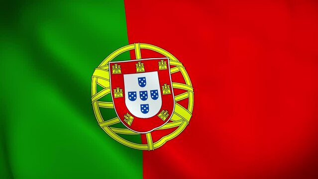 Portugal Flag. National 3d Portugal flag waving. Flag of Portugal footage video waving in wind. Flag of Portugal 4K Animation