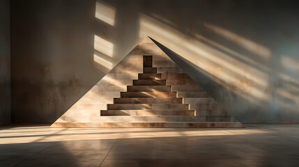 A hexagonal pyramid casting intricate shadows on a neutral backdrop --ar 16:9 --v 5.2 --s 750** - Image #1 @maliktanveer