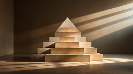 A hexagonal pyramid casting intricate shadows on a neutral backdrop --ar 16:9 --v 5.2 --s 750** - Image #3 @maliktanveer