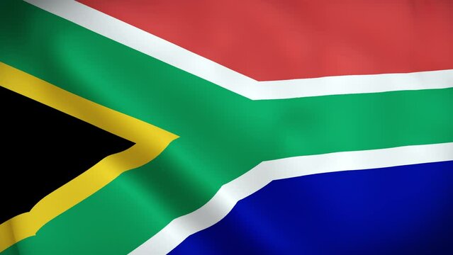 South Africa flag waving in the wind with high quality texture in 4K National Flag of South Africa South African Flag
