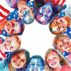 Obraz premium Independence Day red, white and blue clipart set on a white background