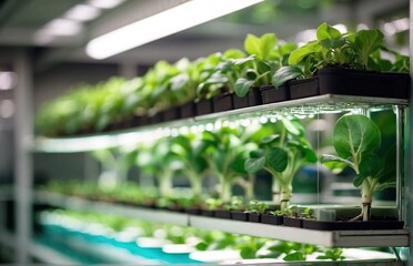 Hydroponics vertical farm in building with high technology farming