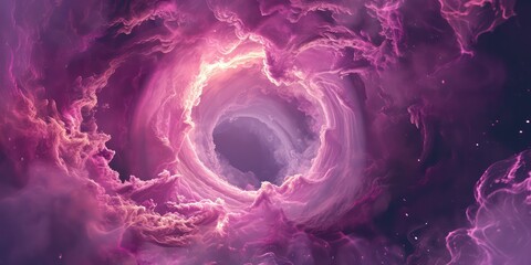 Swirl pink magic, surrounded by tendrils of glowing smoke. - obrazy, fototapety, plakaty