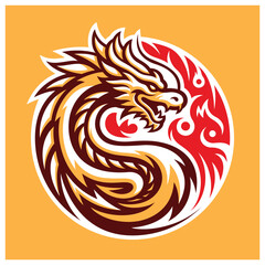 Strong And Powerful Dragon Vector Logo Symbol	
