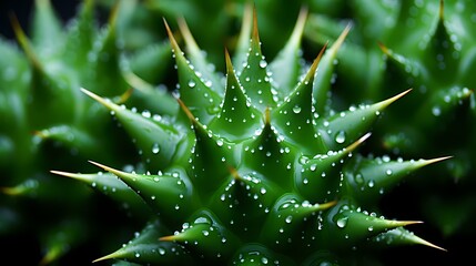 A macro view of a cactus with spiky needles, highlighting the unique textures and patterns of the desert plant