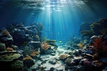 Naklejka na ściany i meble Water World: Scenes featuring water sources or aquatic life.