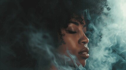 Black History Month Black Women with Smoke Effect Portrait white Smoke Beauty