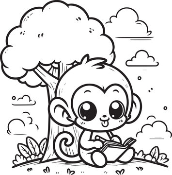 cute cartoon monkey coloring page