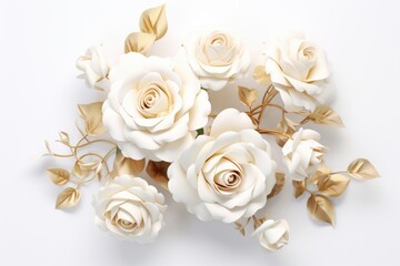 Roses framework on white background.