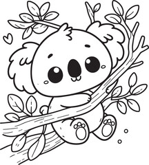 coloring page cute koala cartoon
