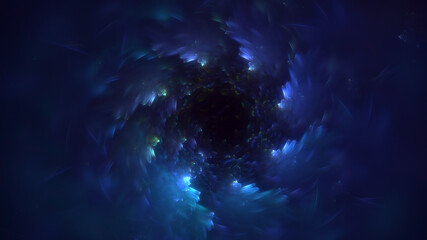 Fototapeta na wymiar 3D manual rendering abstract blue fractal light background