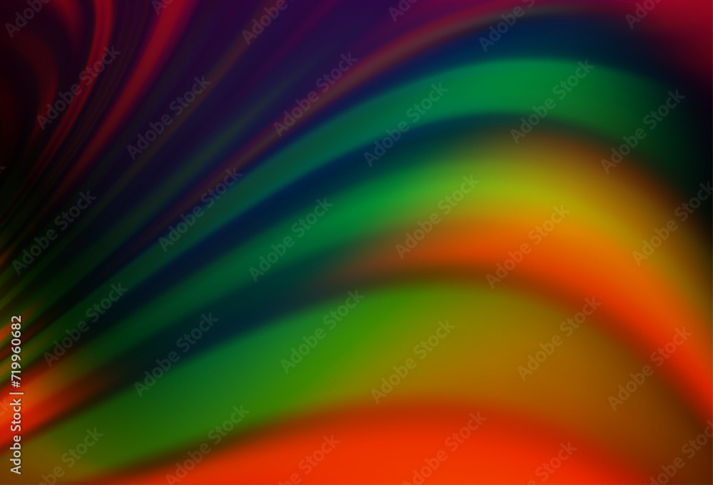 Poster dark multicolor, rainbow vector template with abstract lines.