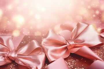 Sparkling rose gold glitter background for holiday decoration and card design